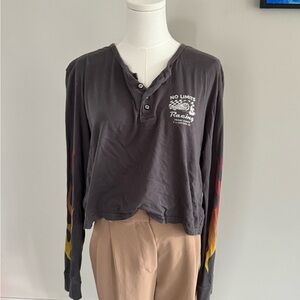 Gray Long Sleeve Top